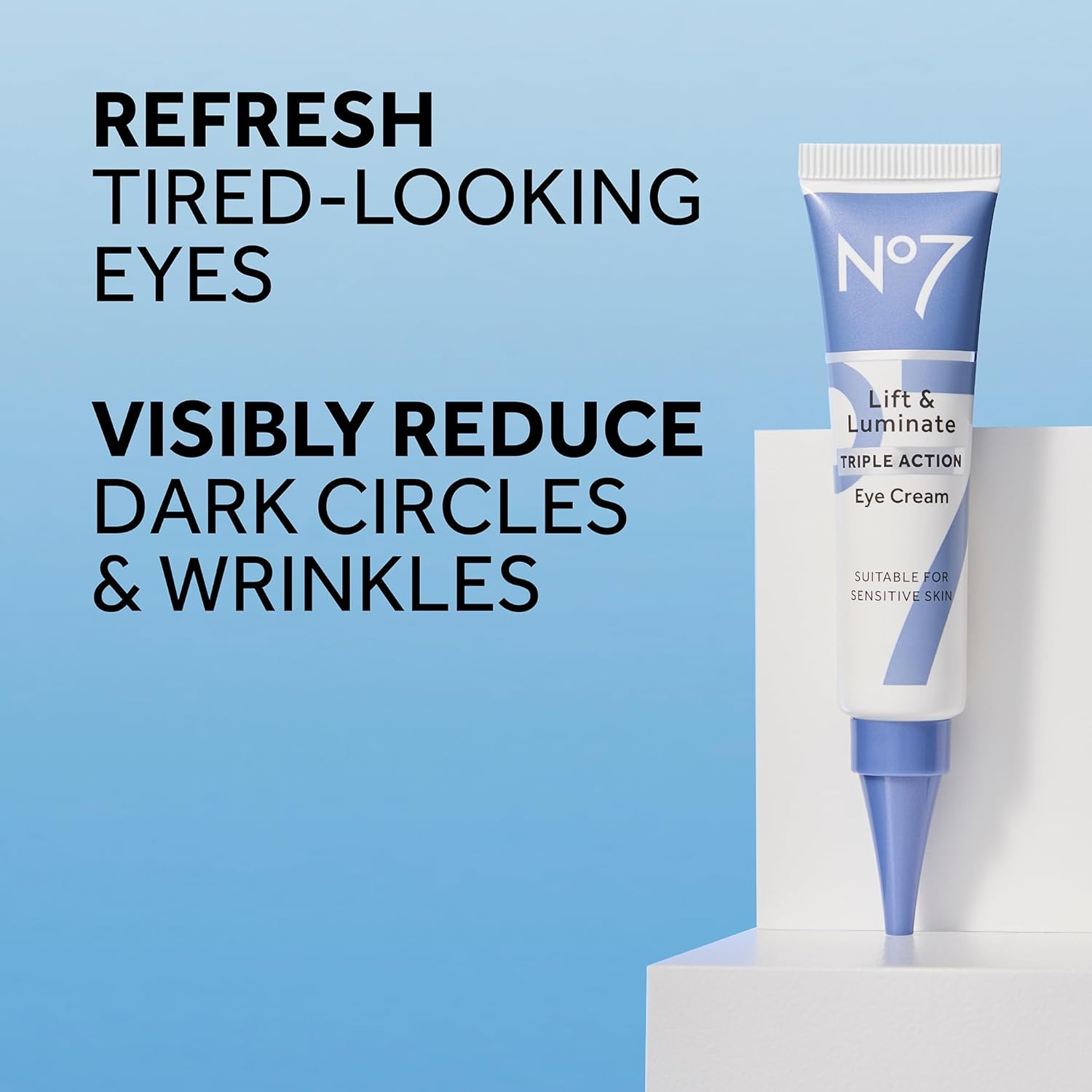 No7 Lift & Luminate Triple Action Eye Cream - Anti-Aging Under Eye Cream for Dark Circles Vitamin C to Brighten and Refresh Tired Eyes (0.5 Fl Oz)